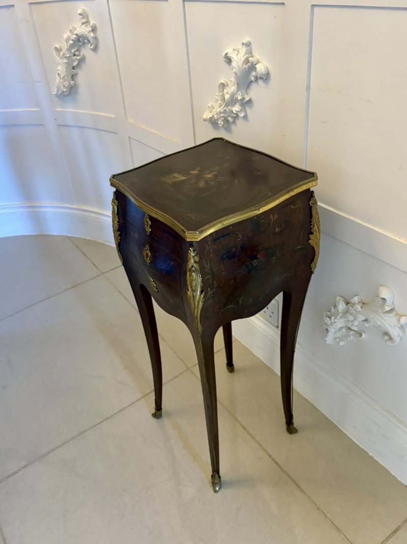 2802  Antique Victorian Quality French Lacquer Ormolu Mounted Jewellery Cabinet/Lamp Table - Image 4
